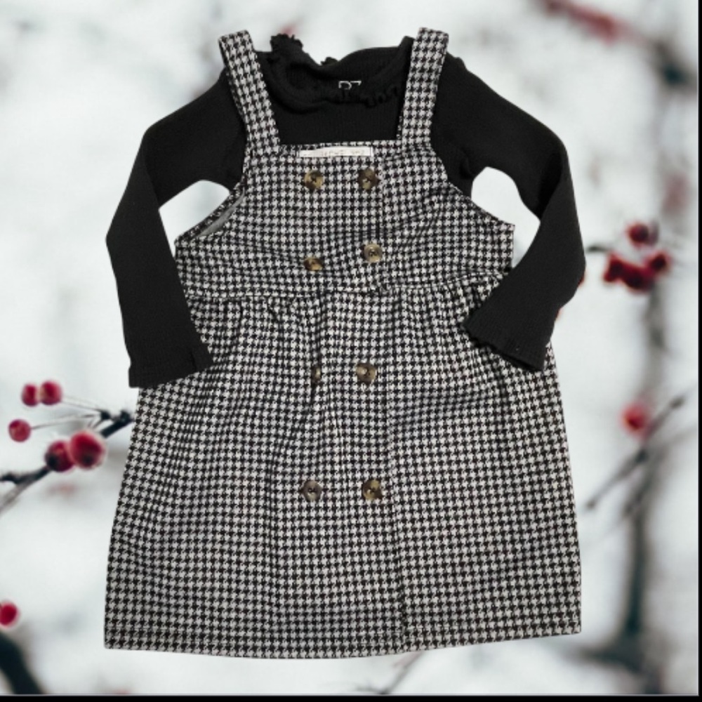 Rachel Zoe Houndstooth Girls Jumper In Black and White.